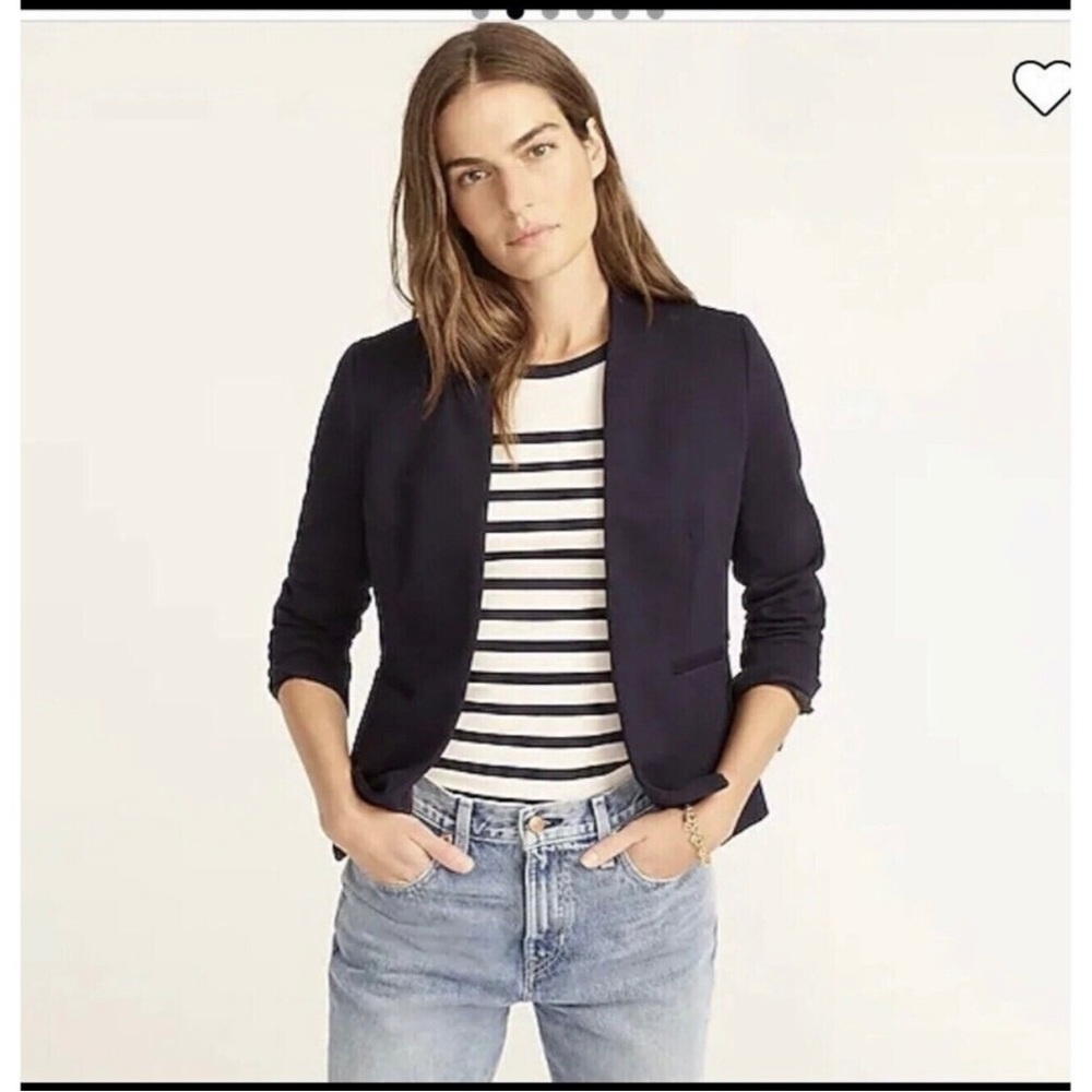 𝅺J Crew 365 Going Out Blazer Jacket Stretch Twill Navy Open Front H2743 size 2